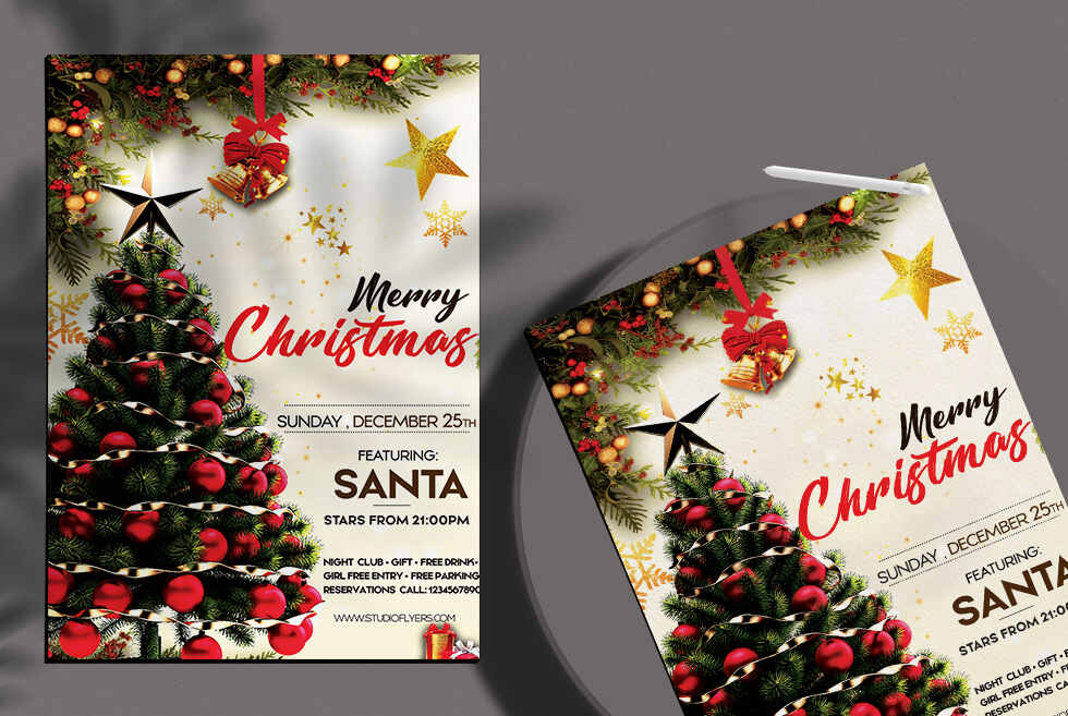 A free merry christmas day flyer template
