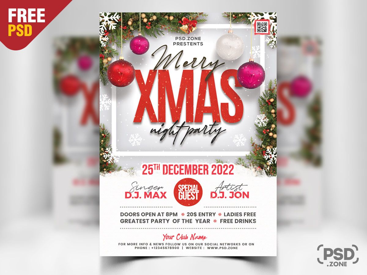 A free christmas party flyer template