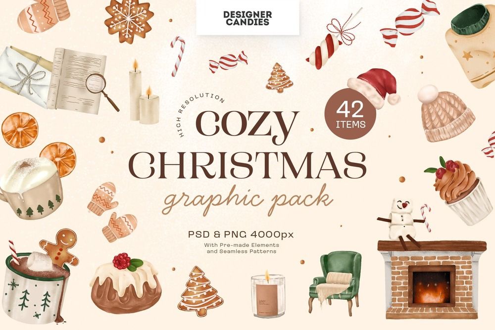 A cozy christmas clipart illustrations
