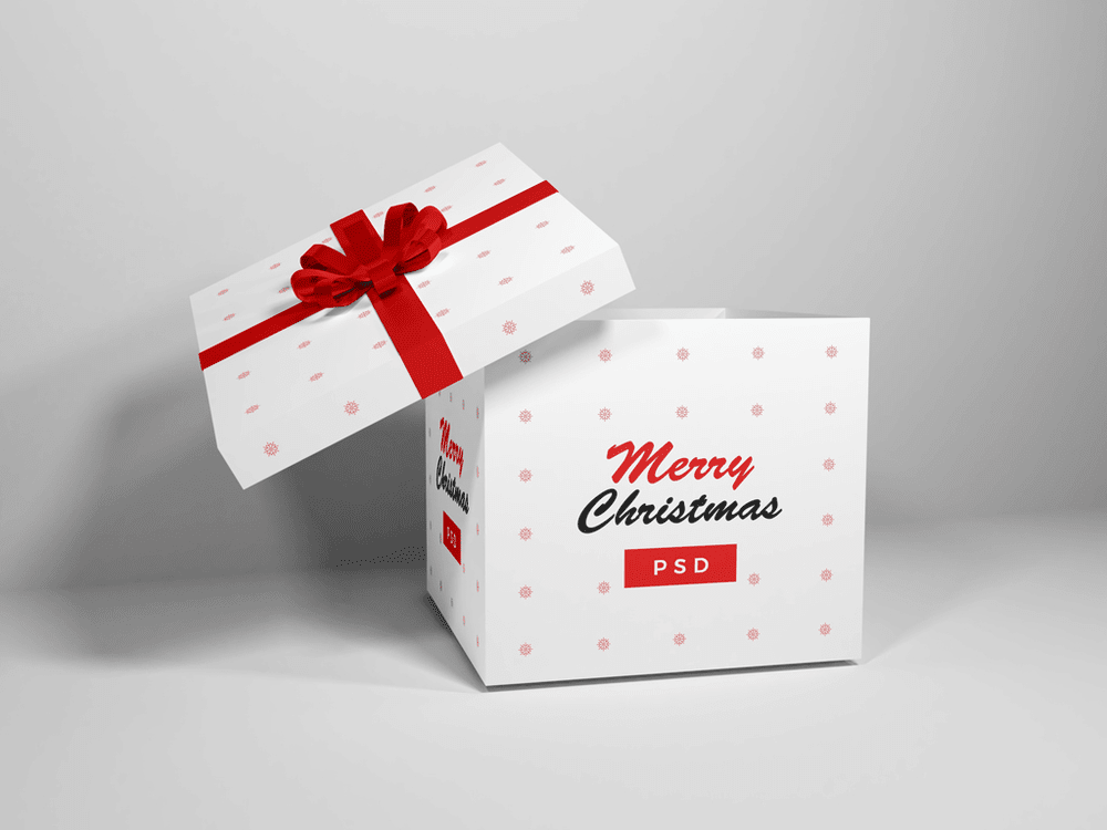 A free christmas present box mockup