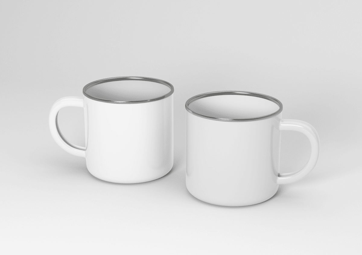 An empty enamel mug mockup