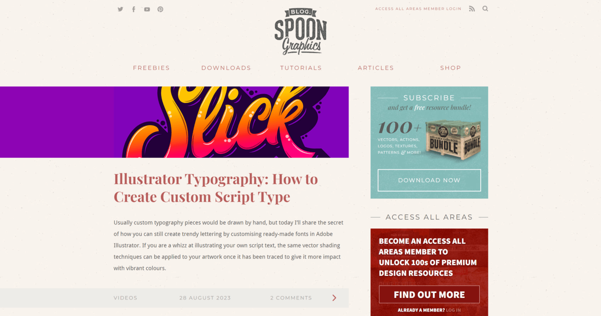 A spoon graphic website layout