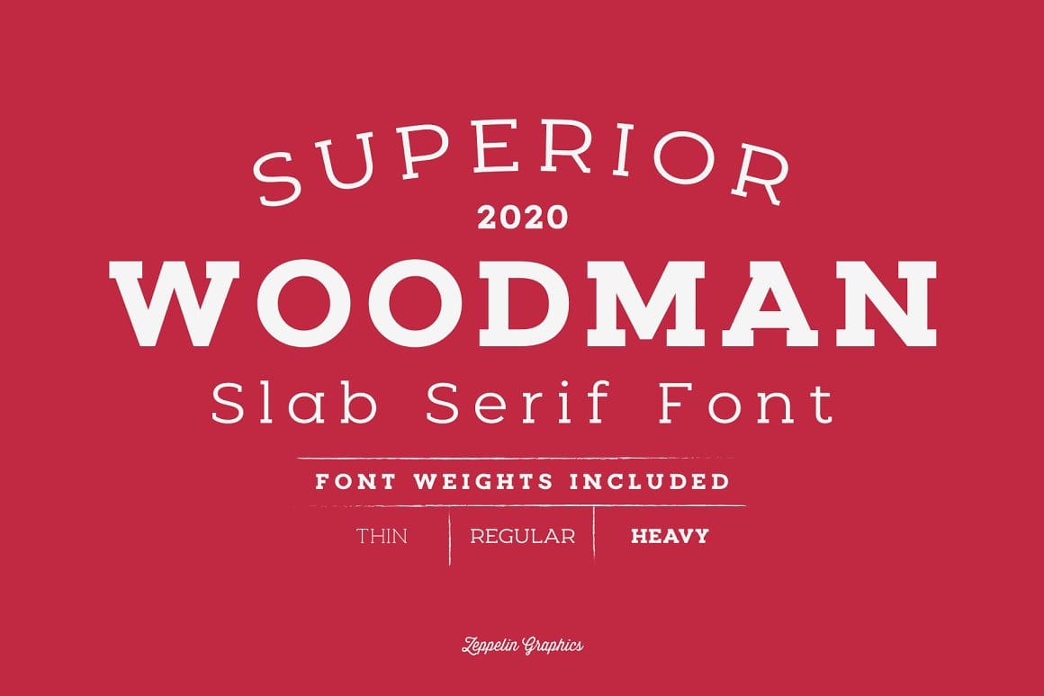 A slab serif font in three weights